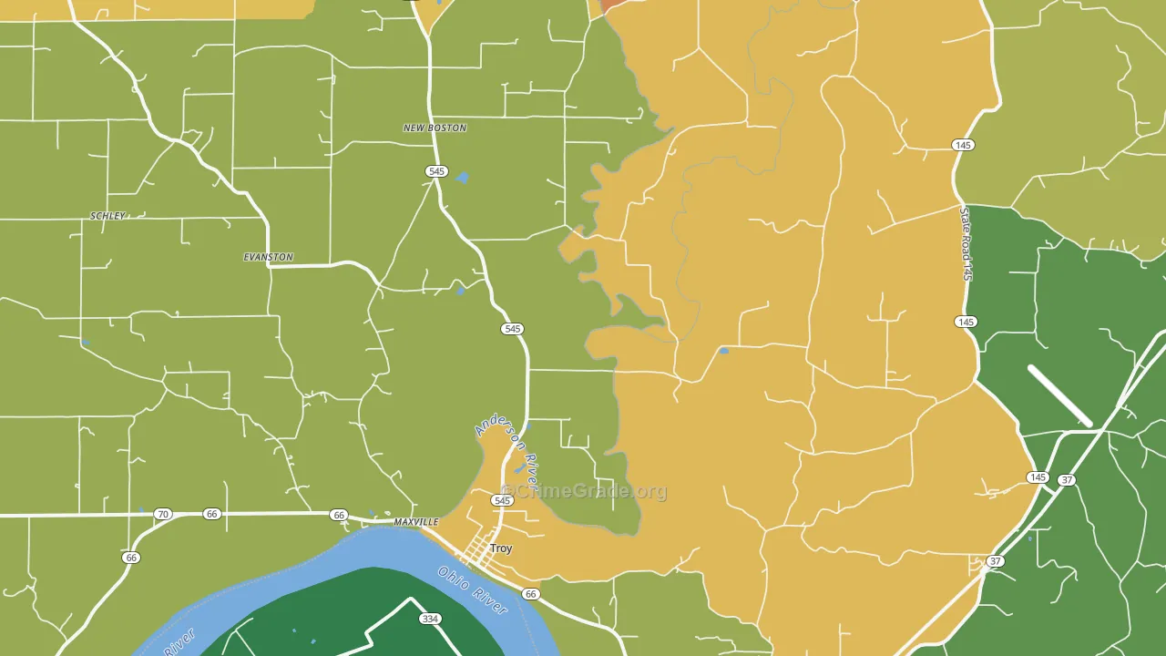 Troy, IN Map of Vandalism Rates
