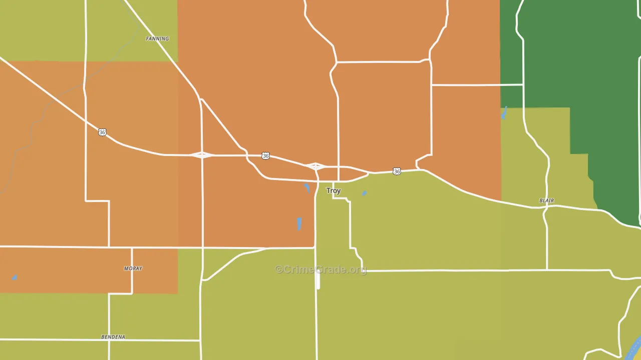 Troy, KS Map of Vandalism Rates