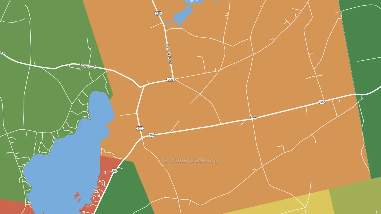 Troy, ME Map of Vandalism Rates