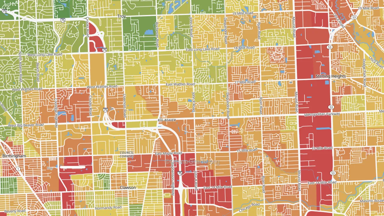 Troy, MI Map of Vandalism Rates