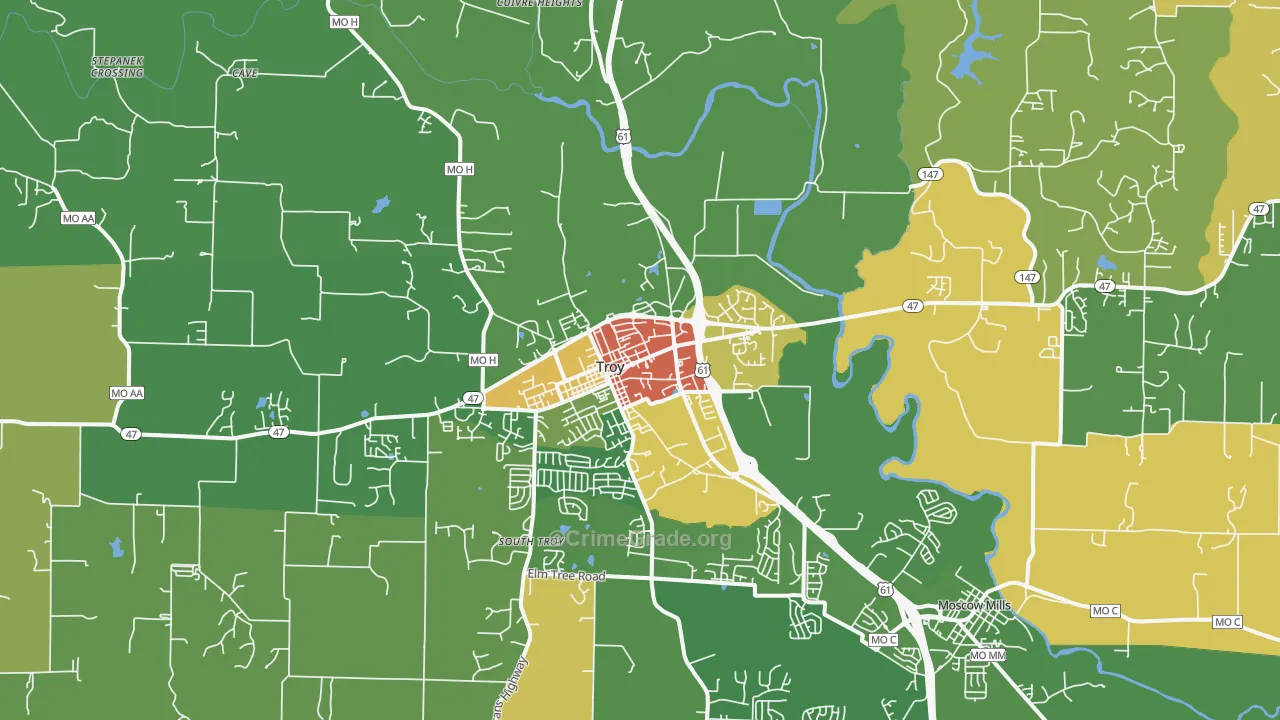 Troy, MO Map of Vandalism Rates