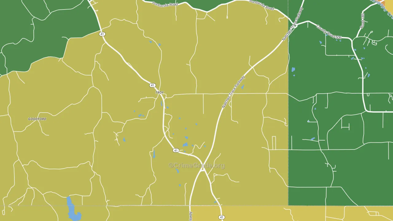 Troy, MS Map of Vandalism Rates