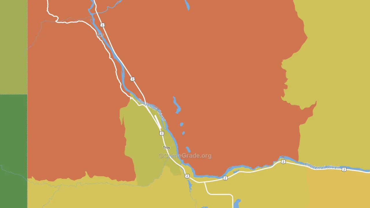 Troy, MT Map of Vandalism Rates