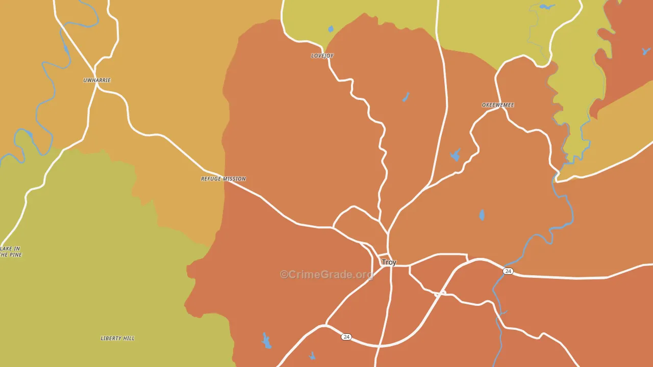 Troy, NC Map of Vandalism Rates