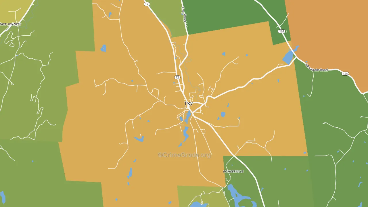 Troy, NH Map of Vandalism Rates
