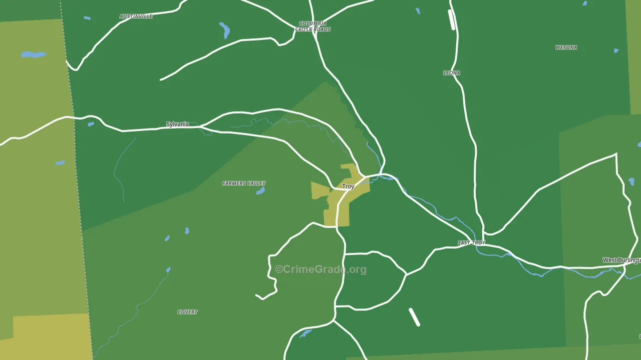 Troy, PA Map of Vandalism Rates