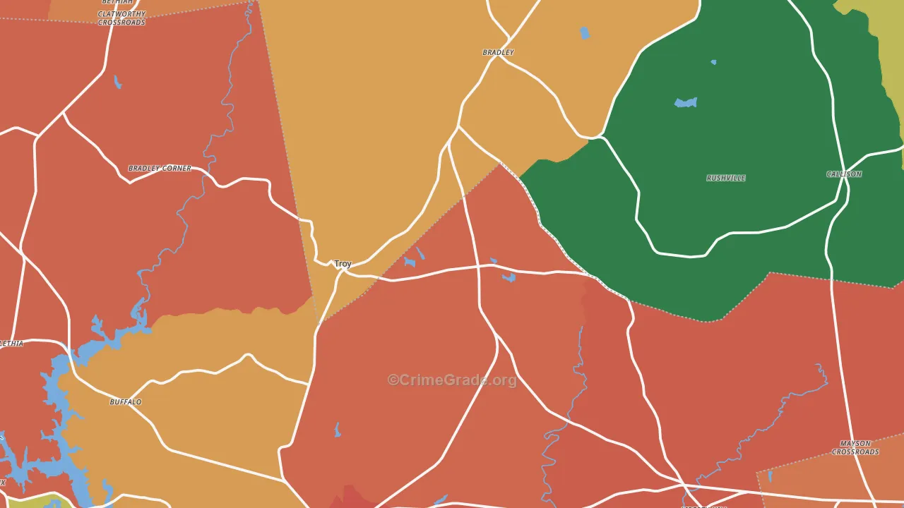 Troy, SC Map of Vandalism Rates
