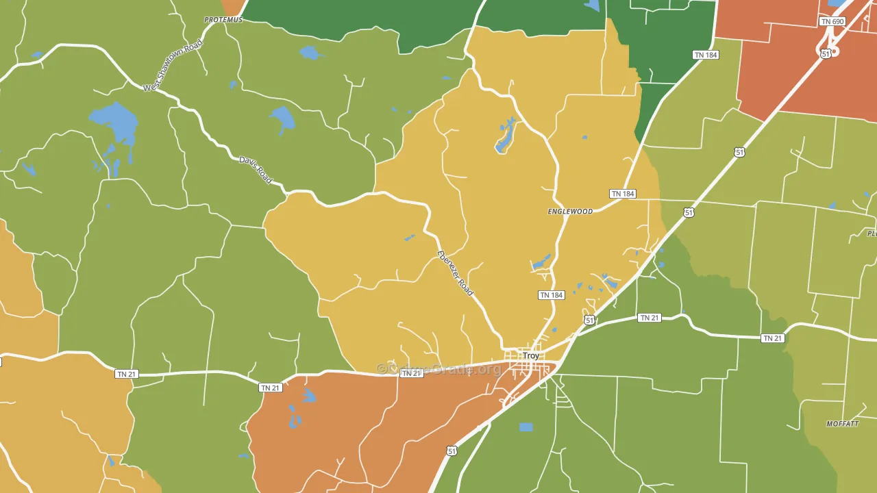 Troy, TN Map of Vandalism Rates