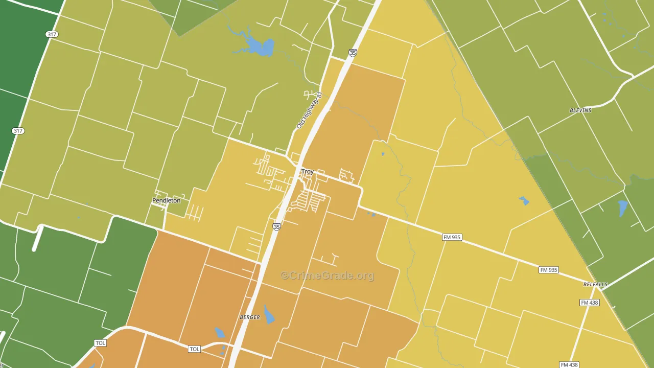 Troy, TX Map of Vandalism Rates