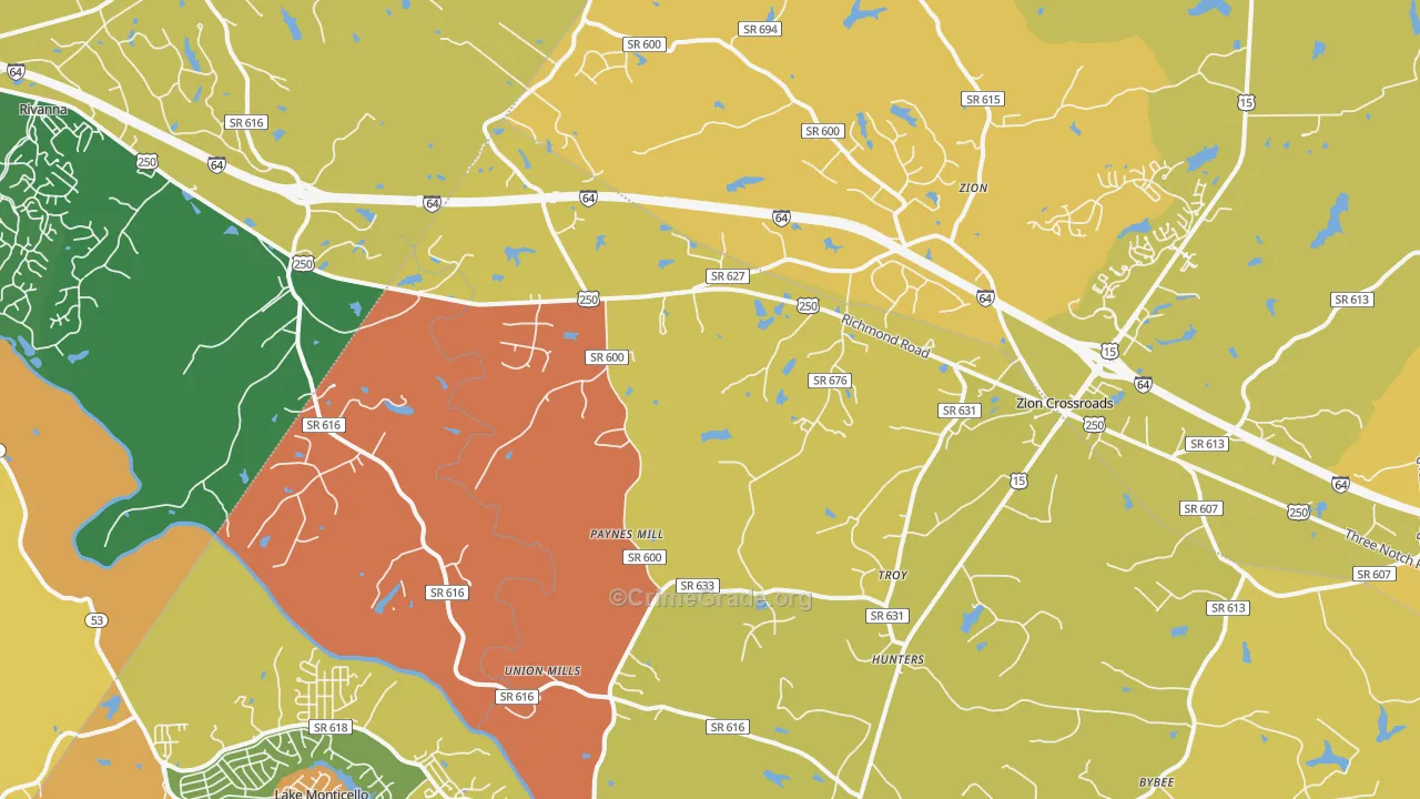 Troy, VA Map of Vandalism Rates