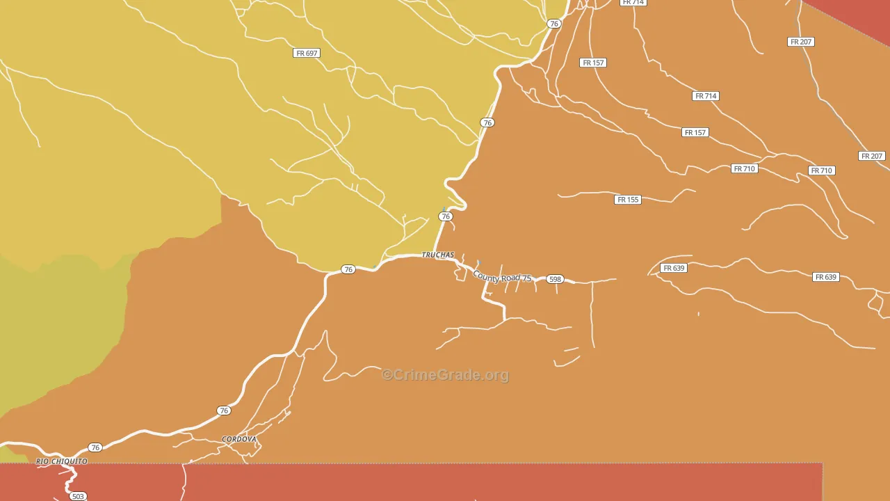 Truchas, NM Map of Vandalism Rates