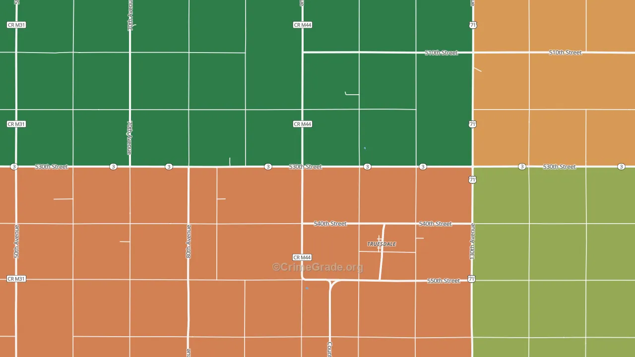 Truesdale, IA Map of Vandalism Rates