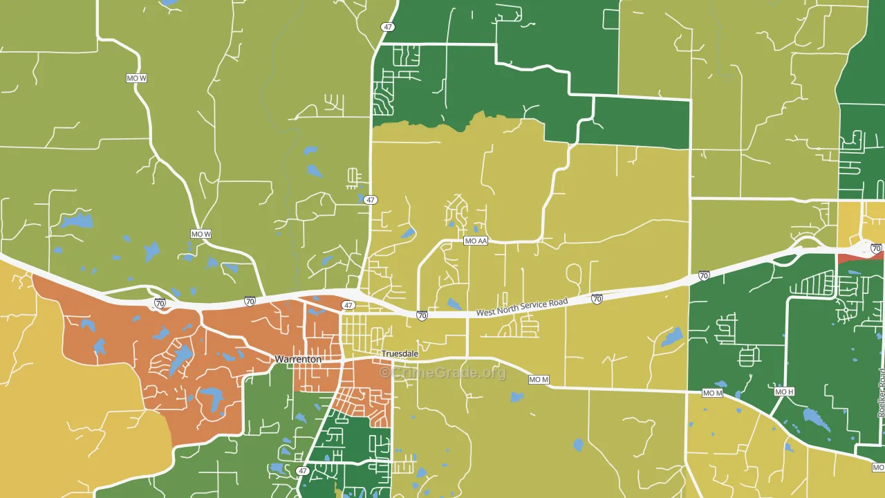 Truesdale, MO Map of Vandalism Rates