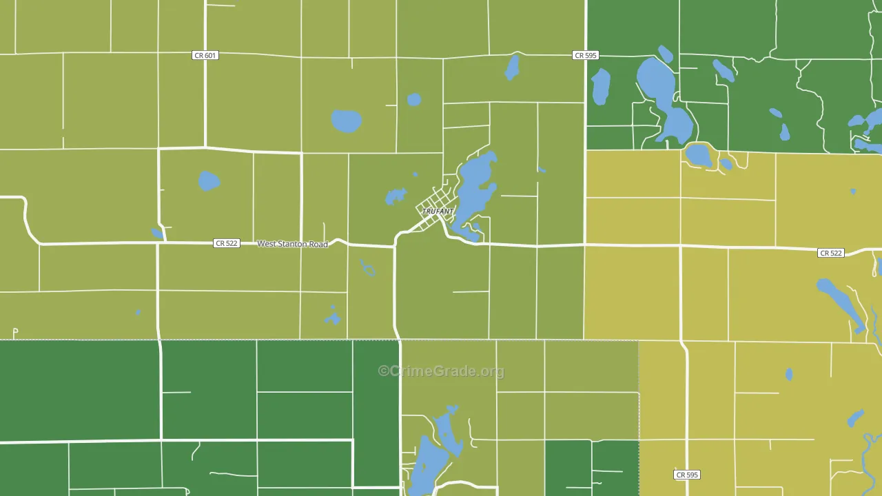 Trufant, MI Map of Vandalism Rates