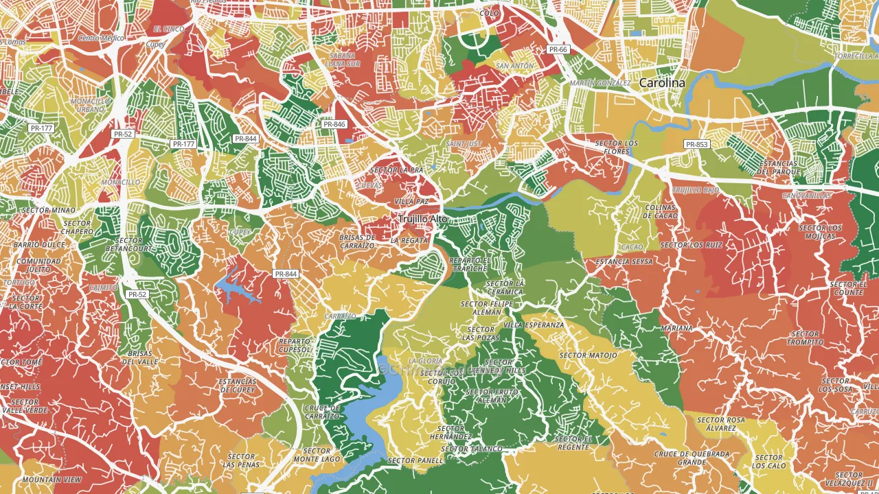 Trujillo Alto, PR Map of Vandalism Rates