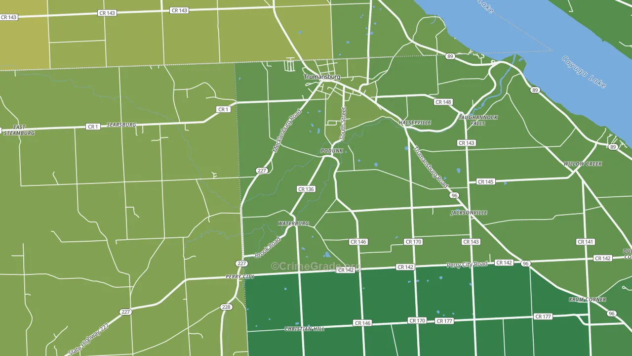 Trumansburg, NY Map of Vandalism Rates