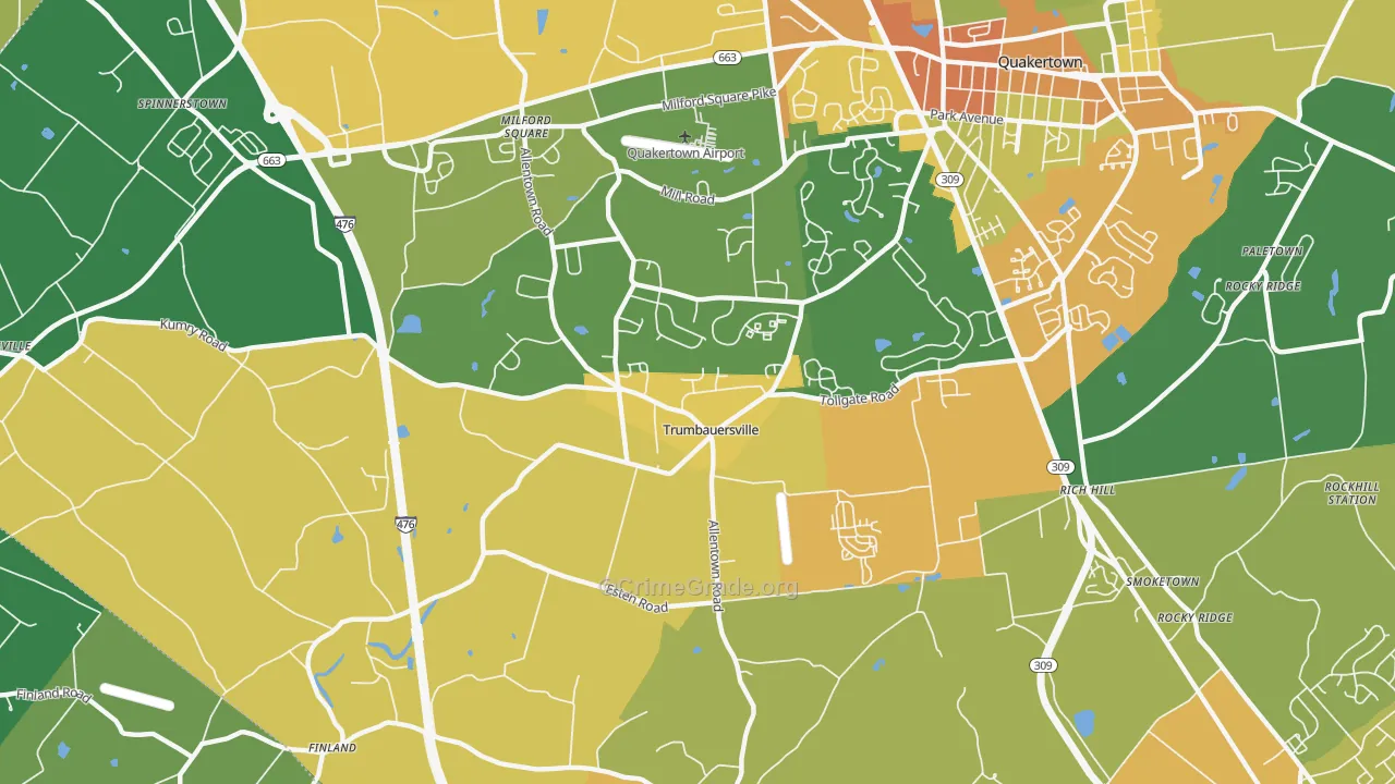 Trumbauersville, PA Map of Vandalism Rates