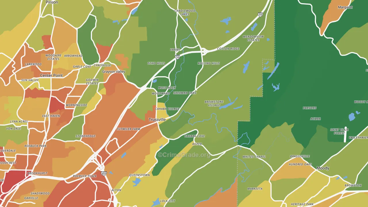 Trussville, AL Map of Vandalism Rates