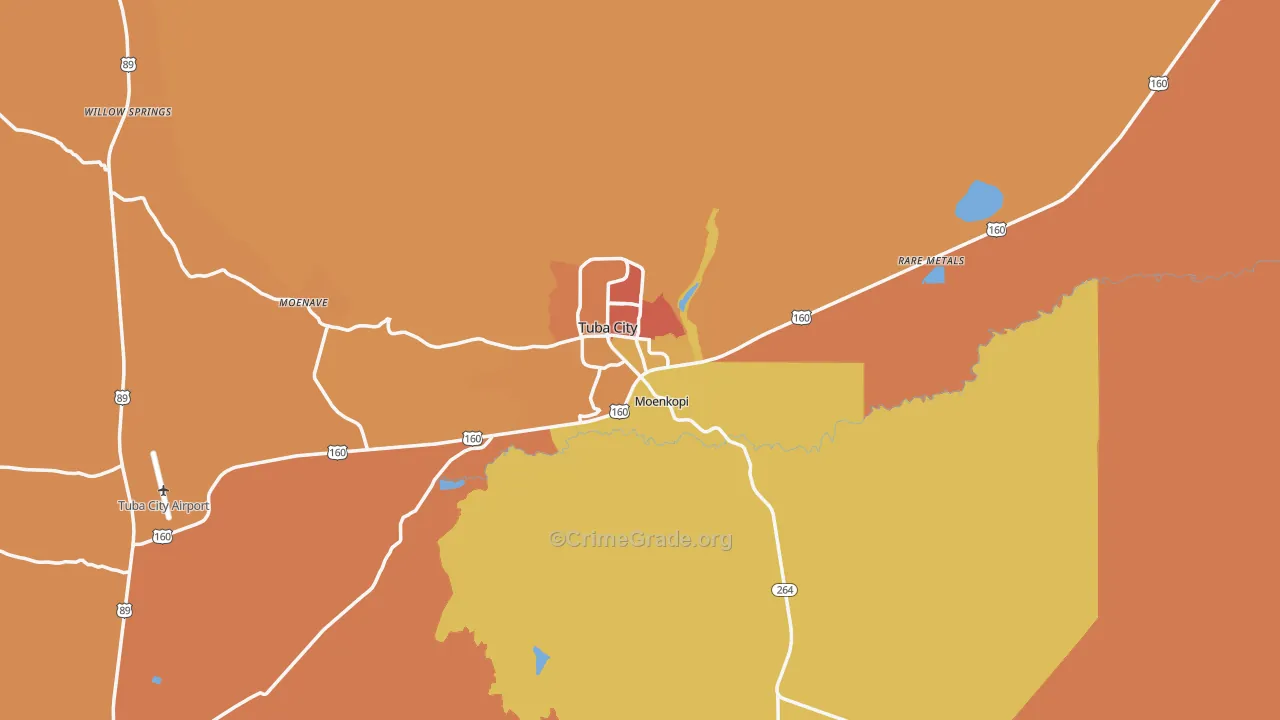 Tuba City, AZ Map of Vandalism Rates