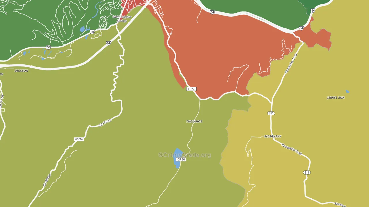 Tuckahoe, WV Map of Vandalism Rates