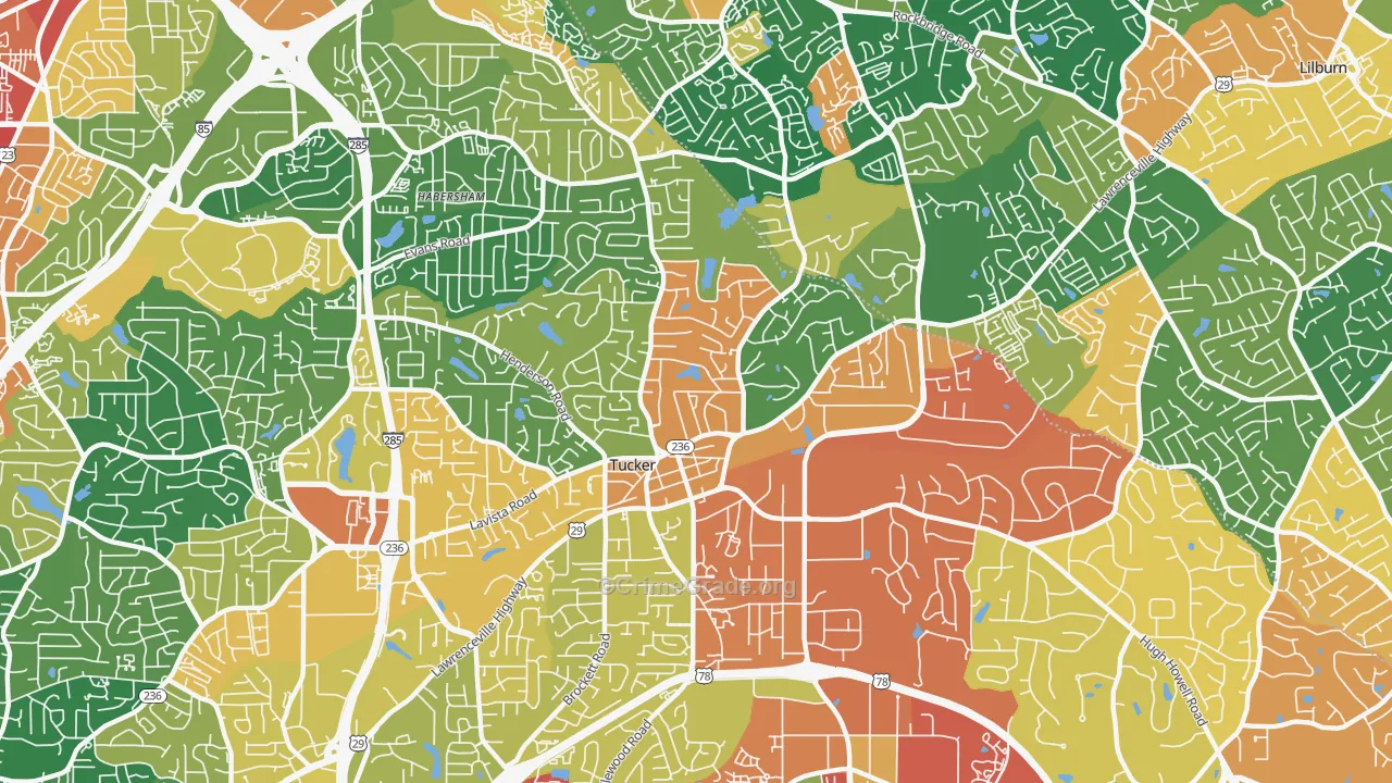 Tucker, GA Map of Vandalism Rates