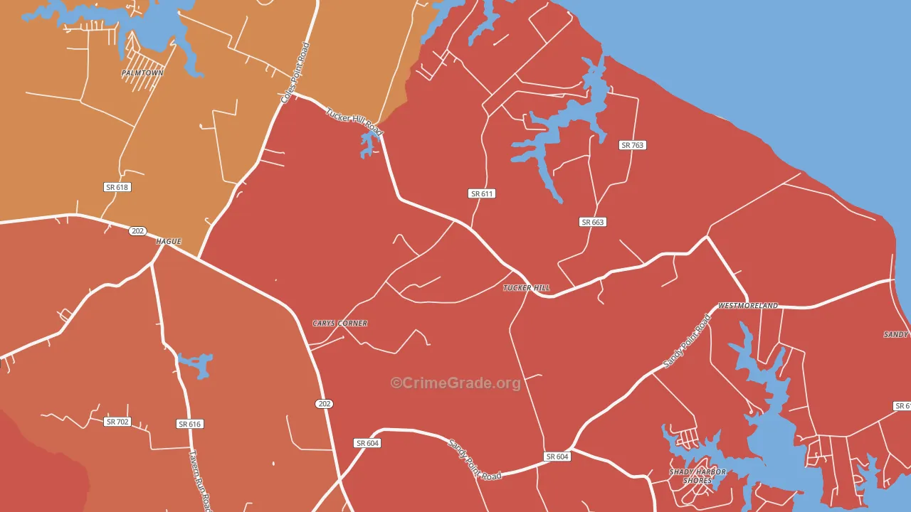 Tucker Hill, VA Map of Vandalism Rates