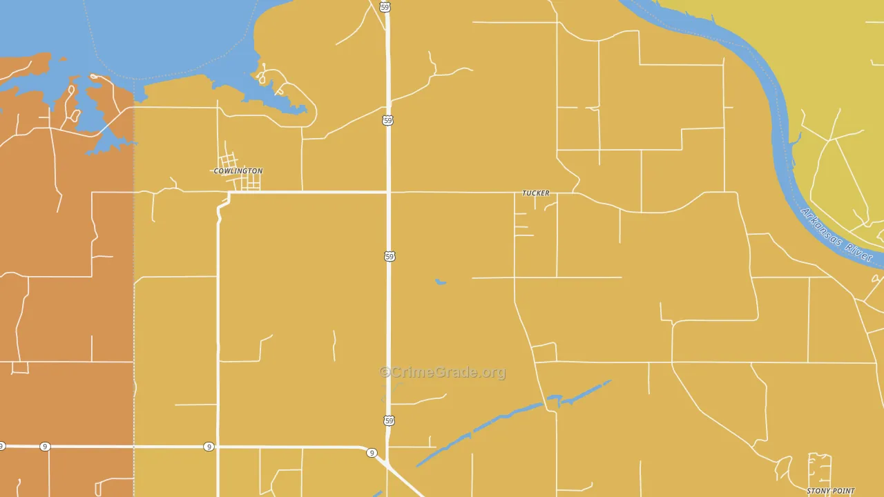 Tucker, OK Map of Vandalism Rates