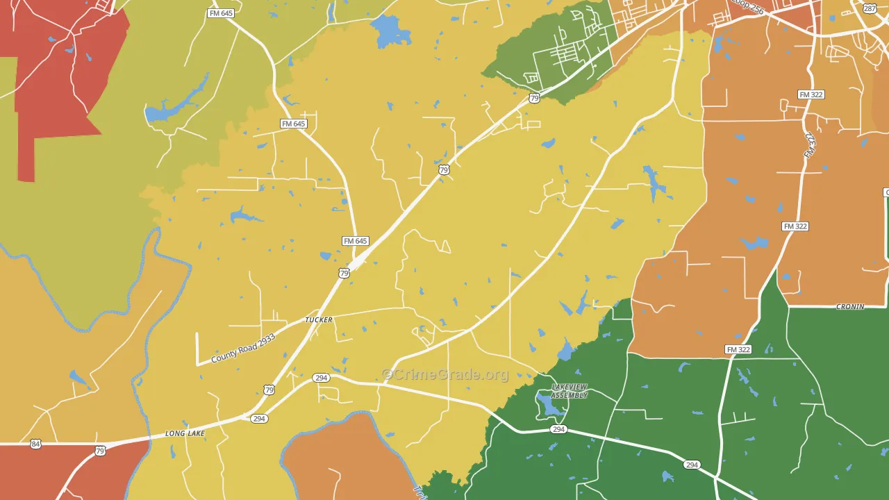 Tucker, TX Map of Vandalism Rates
