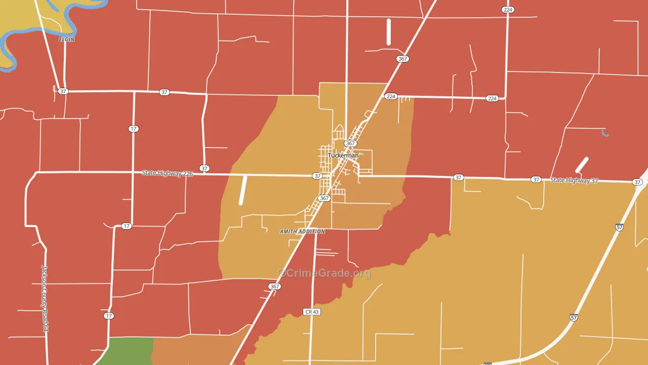 Tuckerman, AR Map of Vandalism Rates