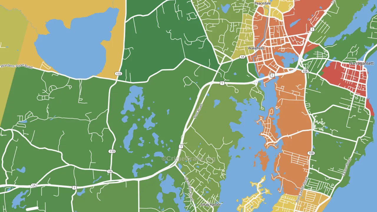 Tuckertown, RI Map of Vandalism Rates
