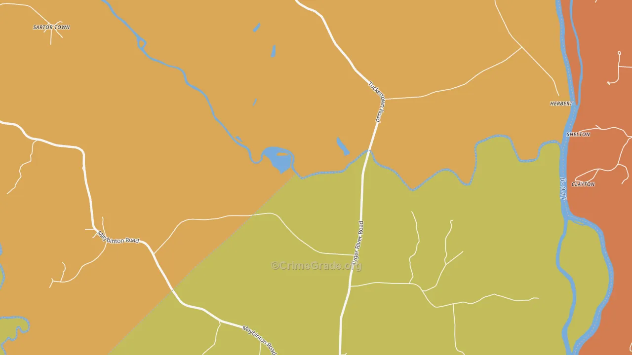 Tuckertown, SC Map of Vandalism Rates