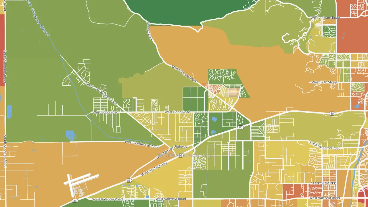 Tucson Estates, AZ Map of Vandalism Rates