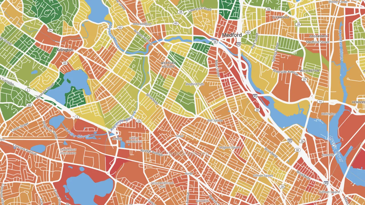 Tufts, Somerville, MA Map of Vandalism Rates