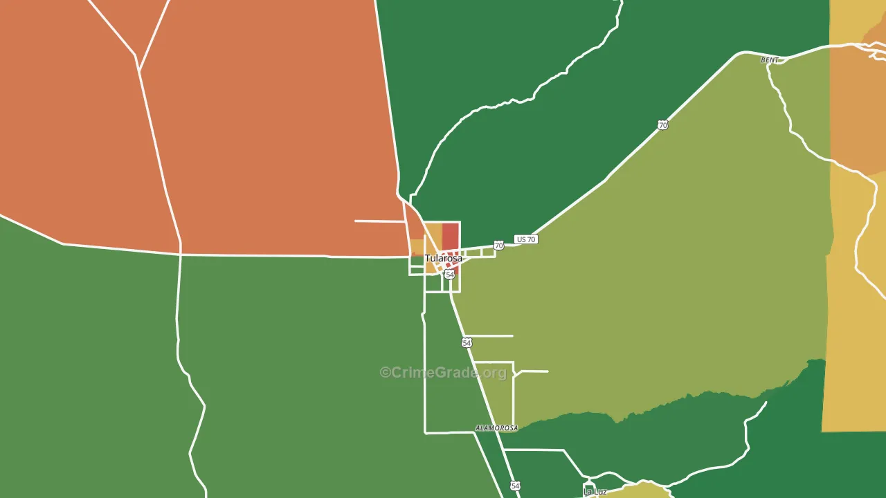 Tularosa, NM Map of Vandalism Rates