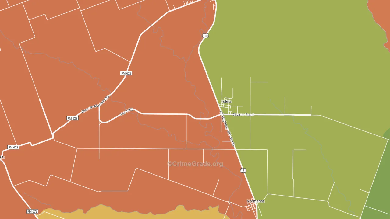 Tuleta, TX Map of Vandalism Rates