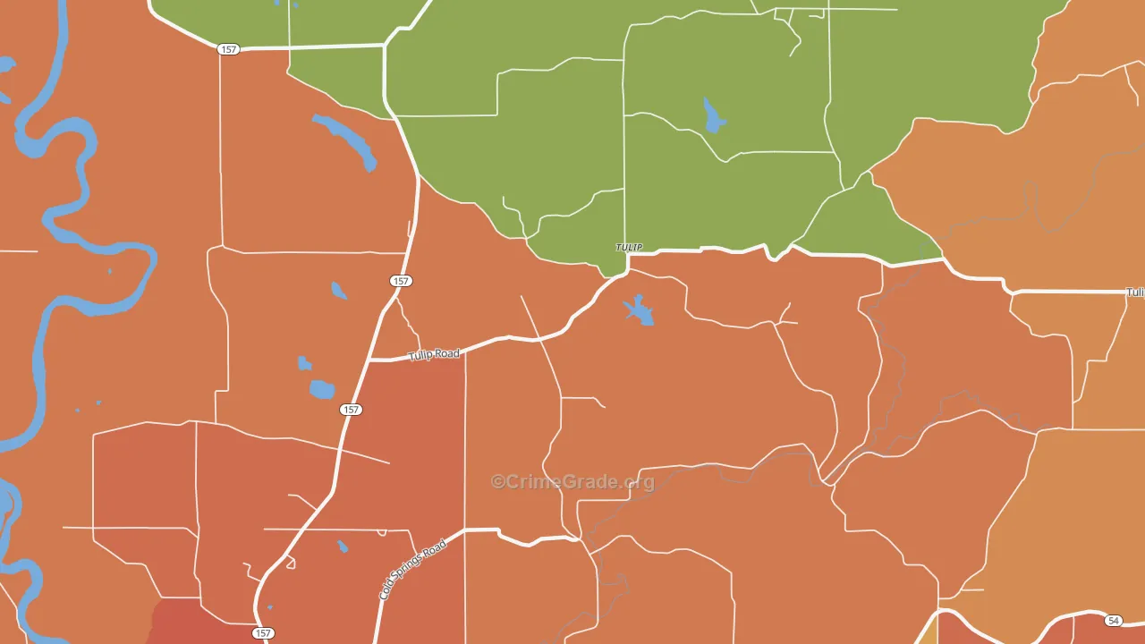 Tulip, IN Map of Vandalism Rates