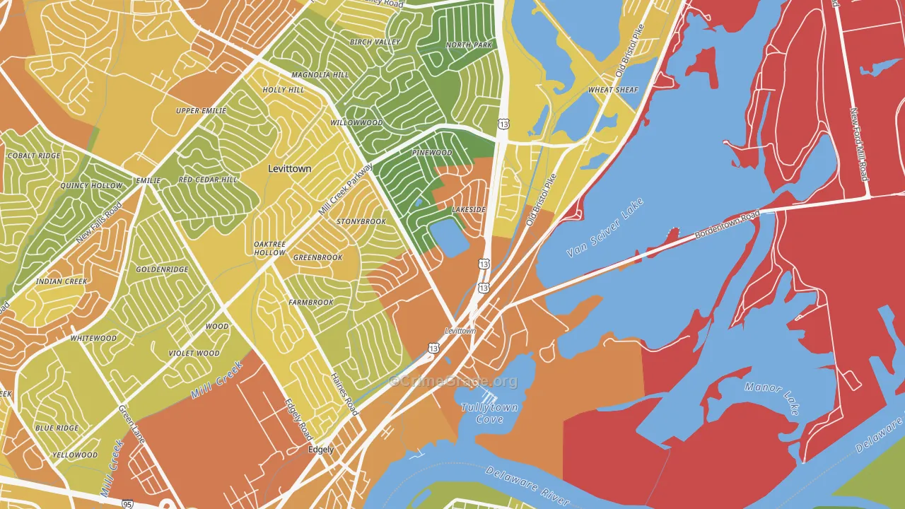 Tullytown, PA Map of Vandalism Rates