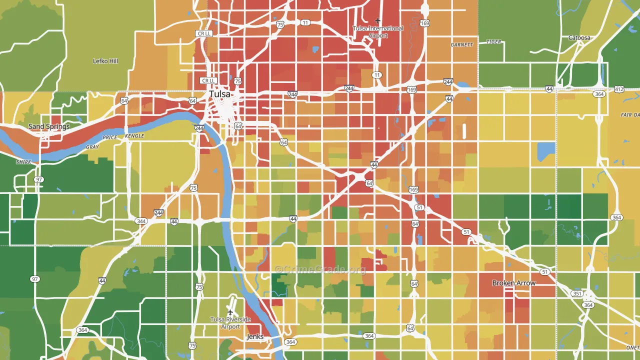 Tulsa, OK Map of Vandalism Rates
