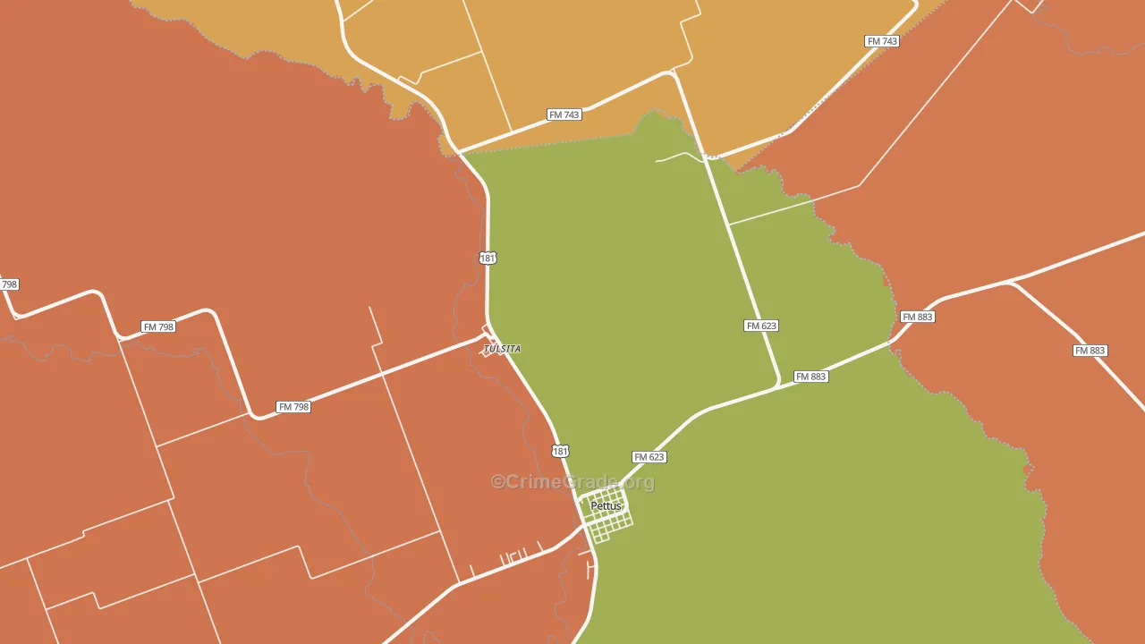 Tulsita, TX Map of Vandalism Rates