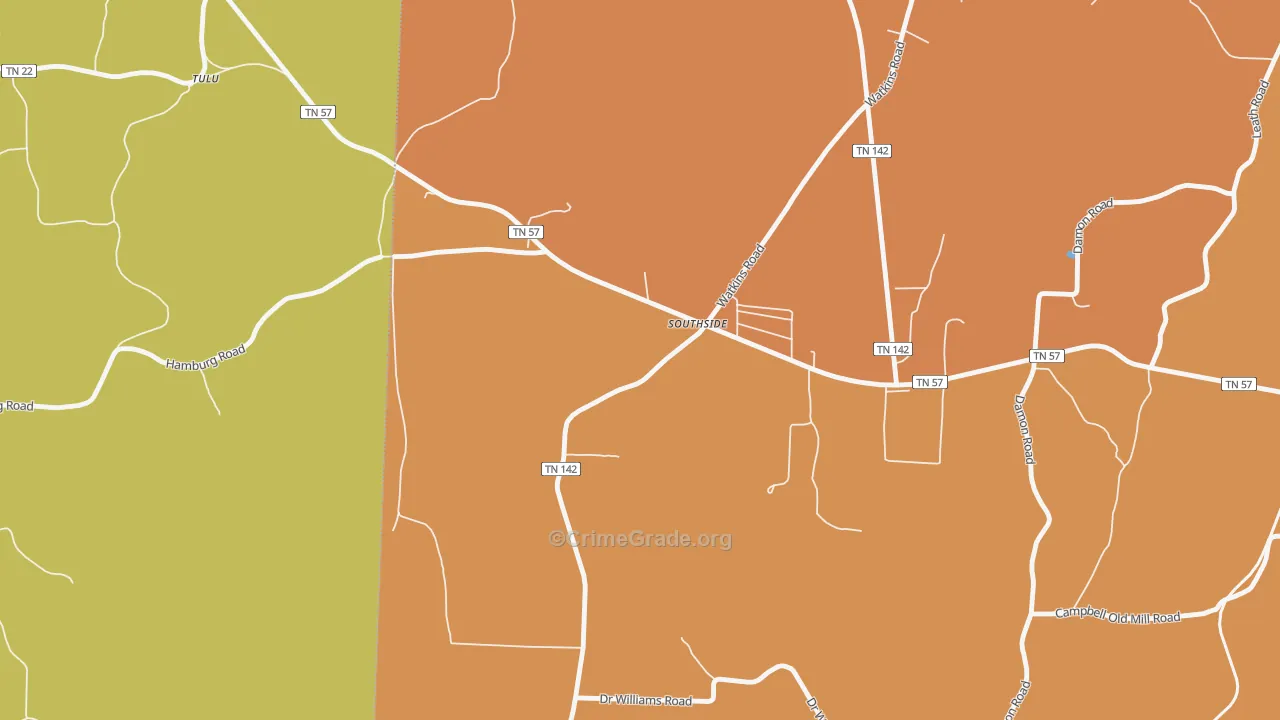 Tulu, TN Map of Vandalism Rates