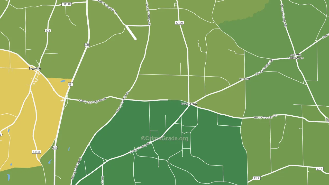 Tumbleton, AL Map of Vandalism Rates
