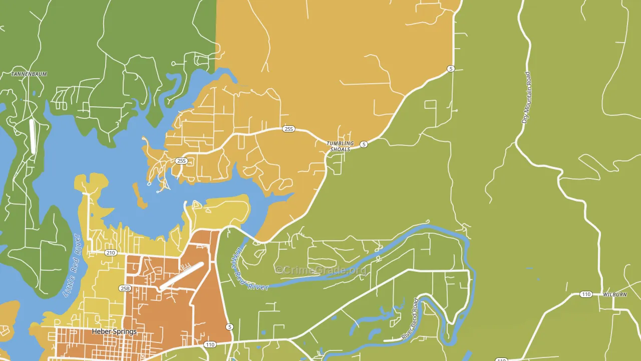 Tumbling Shoals, AR Map of Vandalism Rates