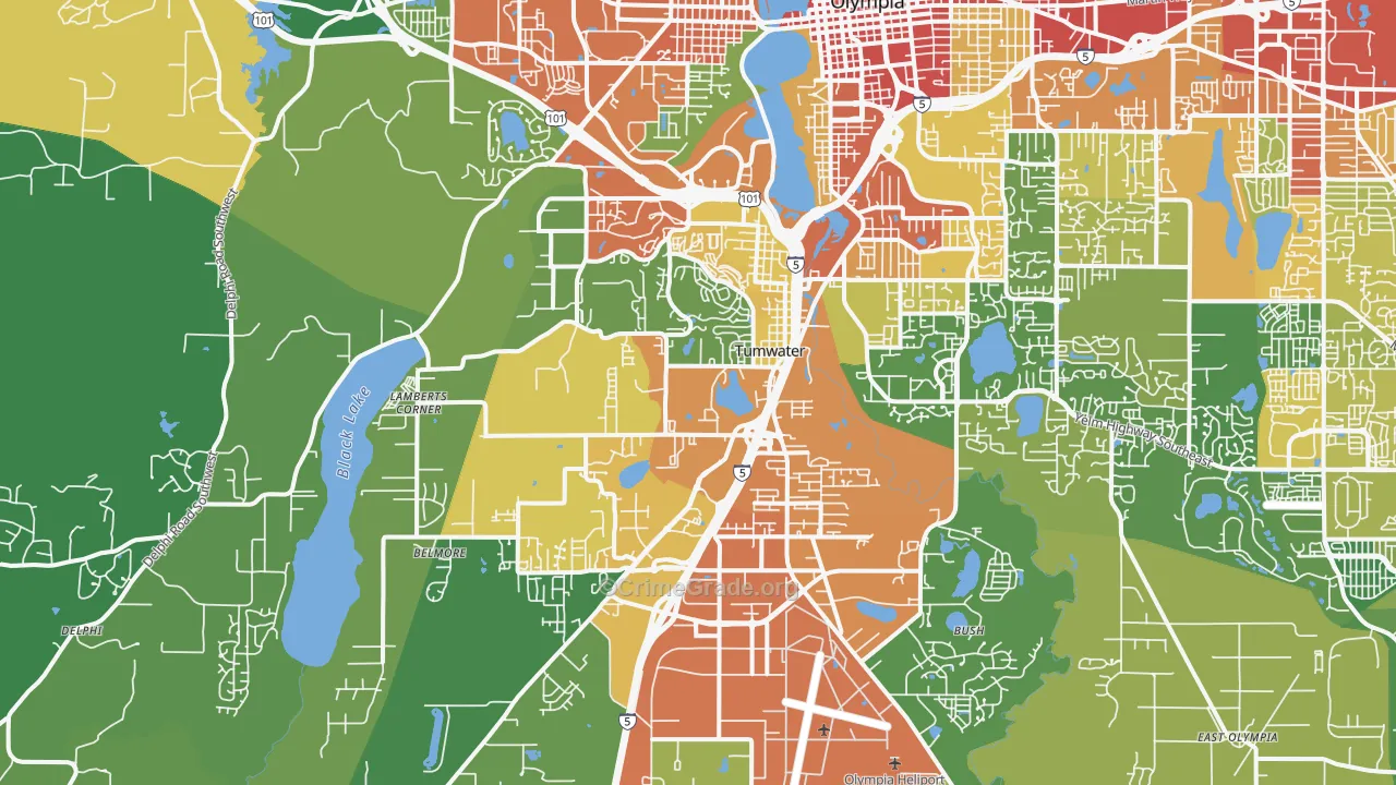 Tumwater, WA Map of Vandalism Rates