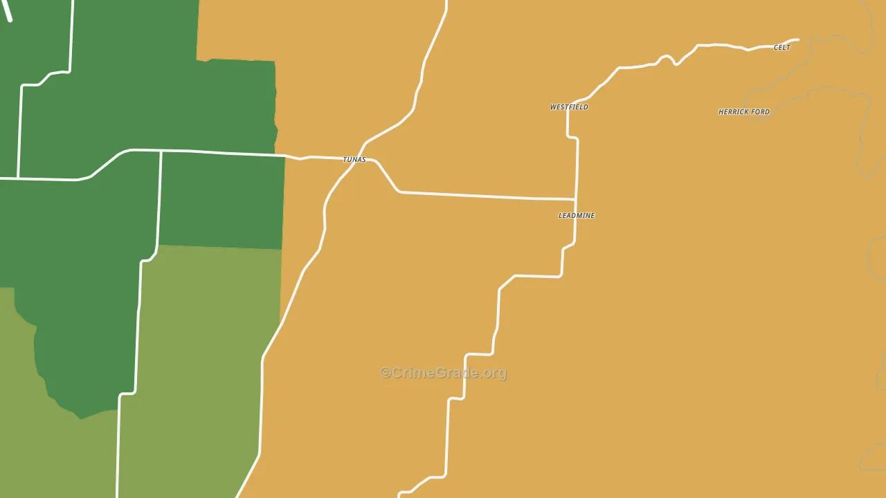 Tunas, MO Map of Vandalism Rates