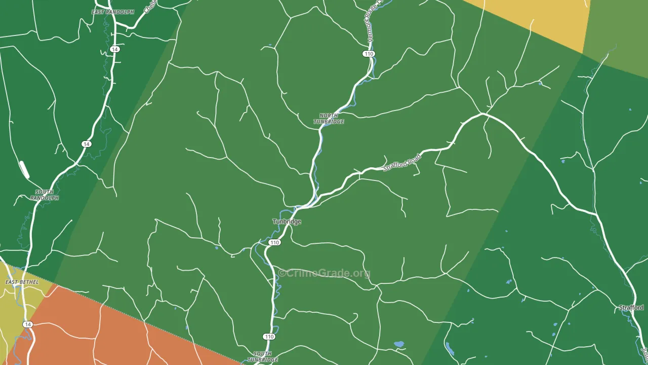 Tunbridge, VT Map of Vandalism Rates
