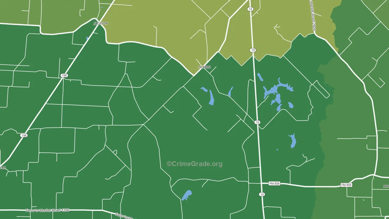 Tundra, TX Map of Vandalism Rates