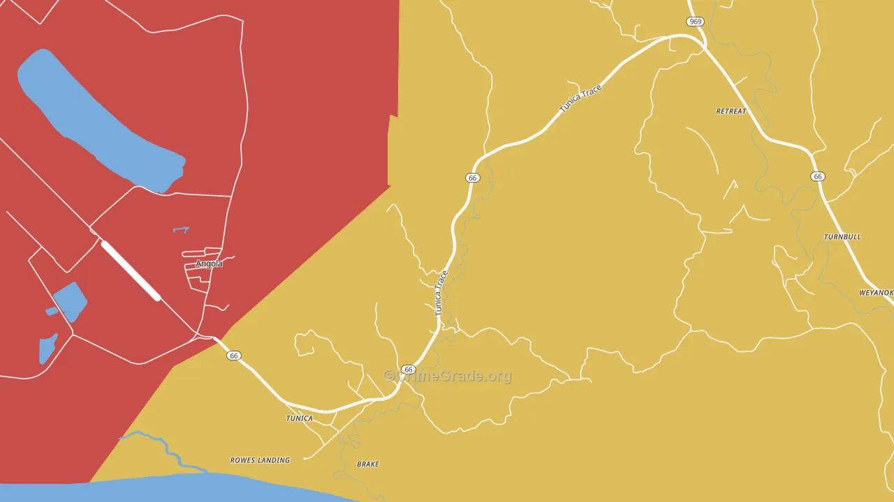 Tunica, LA Map of Vandalism Rates