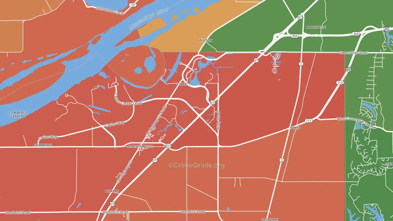 Tunica Resorts, MS Map of Vandalism Rates