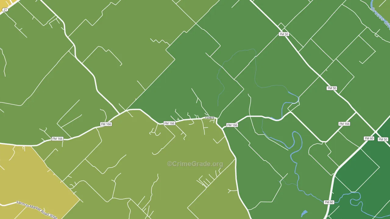 Tunis, TX Map of Vandalism Rates