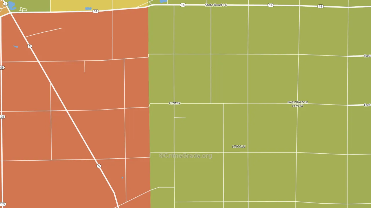 Tunker, IN Map of Vandalism Rates